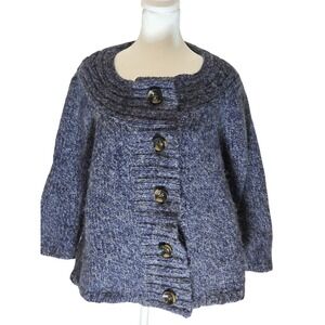 LOFT Wool & Alpaca Chunky Blue Sweater Women's Size Large